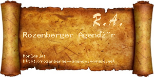 Rozenberger Agenór névjegykártya